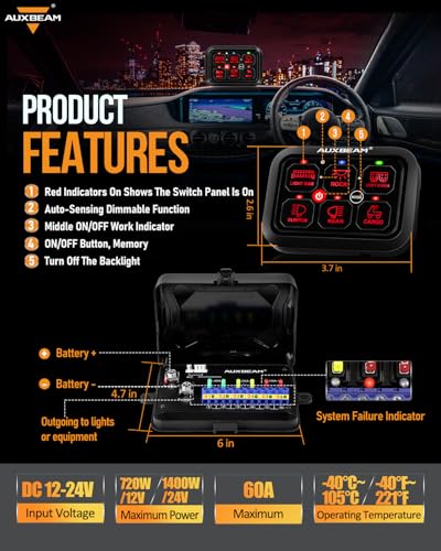 6 Gang Switch Panel RA60 3 Modes RGB Dimmable IP65 Waterproof (6 Gang / RGB (Without APP))