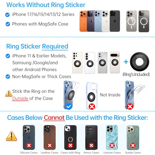 Newest Vacuum Magnetic Phone Holder for Car Phone Holder Mount【Movable Vacuum Suction】Magsafe Car Mount Cell Phone Holders for Your Car Accessories for Women Men for iPhone 17 16 (Carbon Fiber)