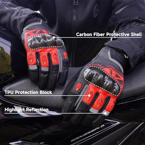Motorcycle Gloves for Men Women (Black Red / Small)
