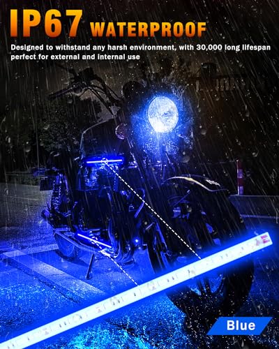 12V LED Strip Lights Blue 32CM Waterproof for Car Boat Motorcycle Pack of 6 (Blue)