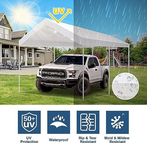 10' x20' Carport Replacement Canopy Cover White (10' x 20' / White)