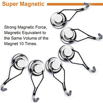 Magnetic Hooks (Silver / 6Pack 80Lbs+)