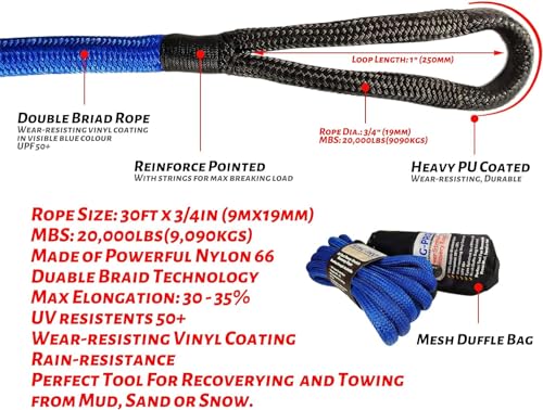 Kinetic Recovery Rope 3 (3/4"x30\' Blue)