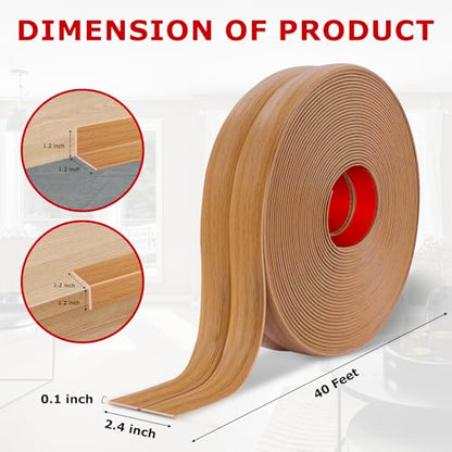 Wall Corner Protector Peel and Stick Corner Trim Molding (2.4 In x 40 Ft / Light Brown Wood)