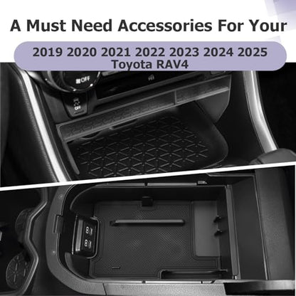 for 2025 Toyota RAV 4 Accessories Compatible with 2019 2020 2021 2022 2023 2024 2025 Toyota RAV 4 Front Center Console Organizer