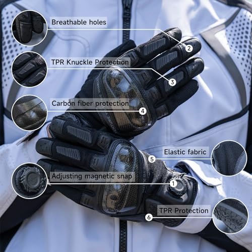 High Protection Motorcycle Gloves for Men (XX-Large / Black)
