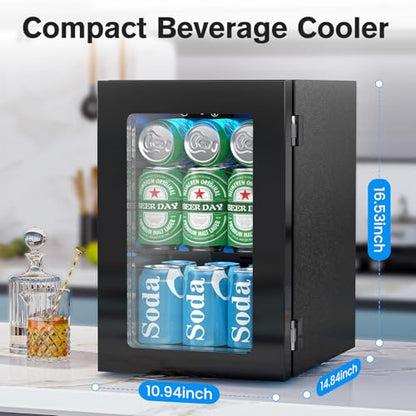24 Cans Beverage Refrigerator Cooler (Black)