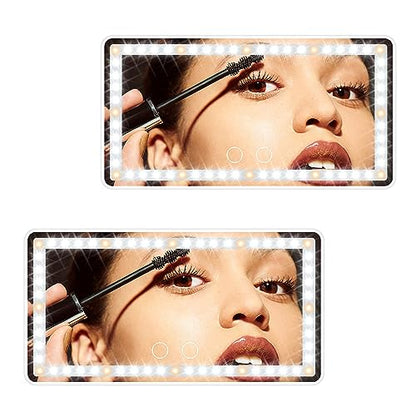 Car Sun Visor Vanity Mirror with Lights (2Pack White)