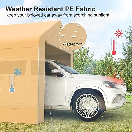 Carport 10'x20' Heavy Duty Car Canopy Portable Garage with Removable Sidewalls & Doors for Truck Boat Car Port (Yellow)