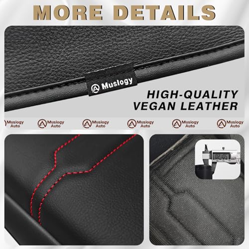 Armrest Cover for Ford Ranger 2024 (8) 24+ |Ranger| Black/Orange Stitching, Regular)