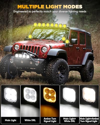 Color Play Series 3 Inch LED Pods Off Road Cube Lights (Color Play 3 Inch Amber/White Flood & DRL)