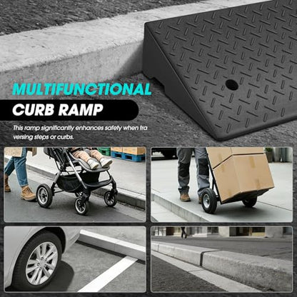 1pcs 5.7" Rise Rubber Curb Ramp Heavy Duty Loading Driveway Ramp Threshold Ramp 38.6" W x 14.8" D x 5.7" H for Loading Dock (5.7 in)