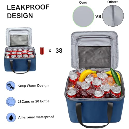 Car Trunk Organizer and Storage with Removable Leakproof Cooler Bag (Blue / Large)