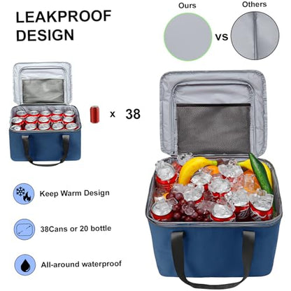 Car Trunk Organizer and Storage with Removable Leakproof Cooler Bag (Blue / Large)