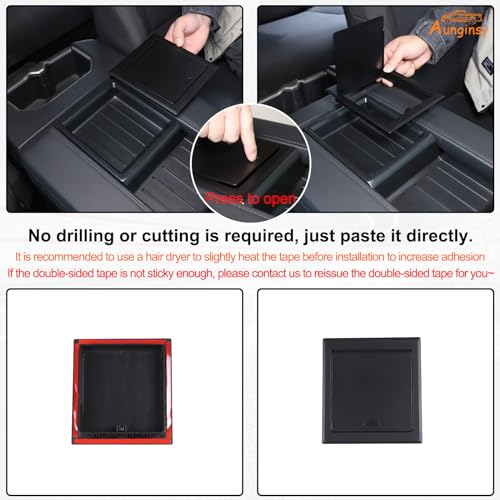 Armrest Hidden Storage Cover Lid for Toyota Tundra SR (Matte Black(B))