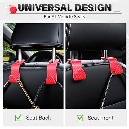 Universal 4 Pack Car Seat Headrest Purse Hook (4pc / Red Checkered)