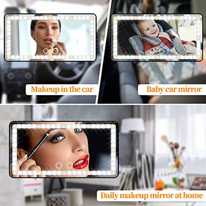Car Sun Visor Vanity Mirror with Lights (Black)