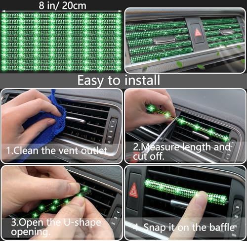 27 PCs Green Bling Car Accessories Set for Women (Green Diamond)