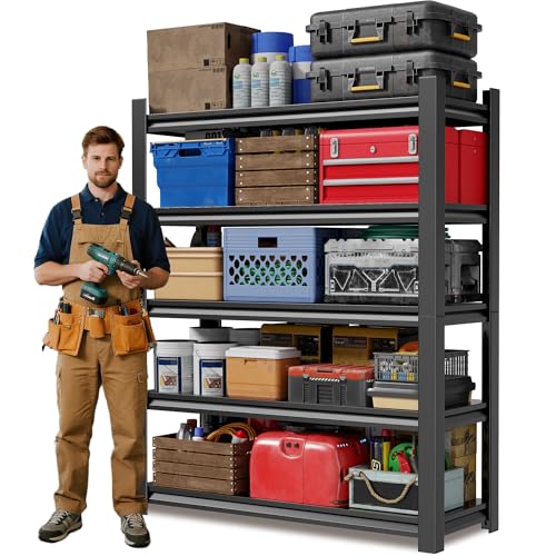 JHYKHG 63" H Storage Shelves (Black / 24"W*16"D*63"H)
