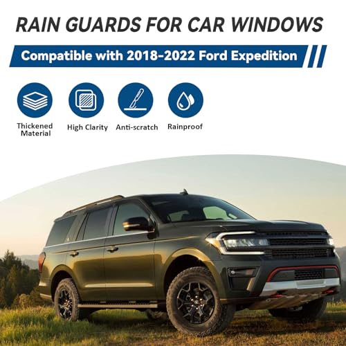 4pcs Window Visors Rain Guards for 2018 (2018-2022 Expedition)