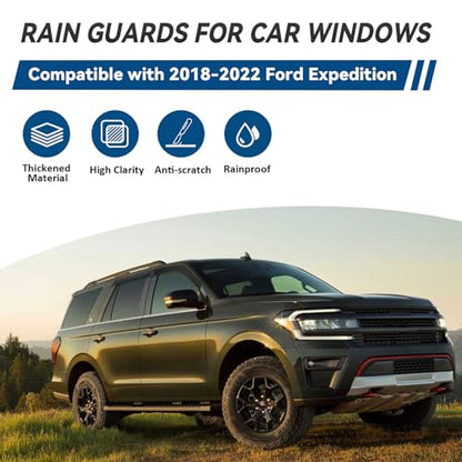 4pcs Window Visors Rain Guards for 2018 (2018-2022 Expedition)