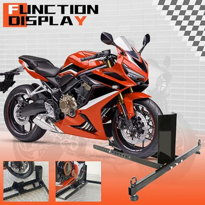 Adjustable Motorcycle Wheel Chock Stand Upright 1800lb Capacity (Black 1800 lbs)