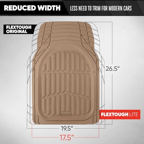 MotorTrend FlexTough Beige Car Floor Mats Rubber All Weather Automotive 2pc (2pc Front (Sedan, Compact) / Beige)