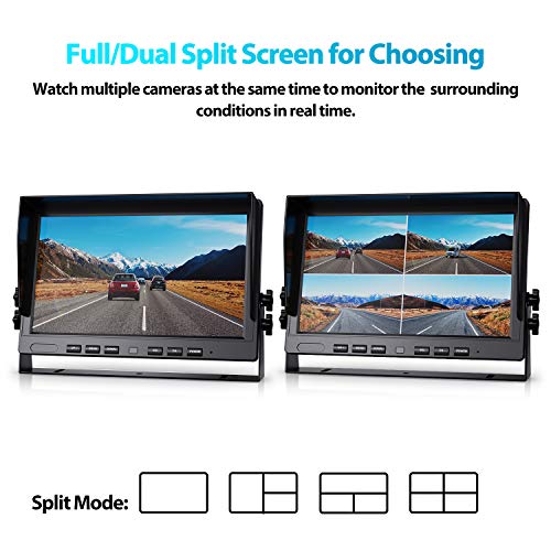HD 1080P 10" Wired Backup Camera System Rear and Side Coverage (Black / 10"-4 Cam)