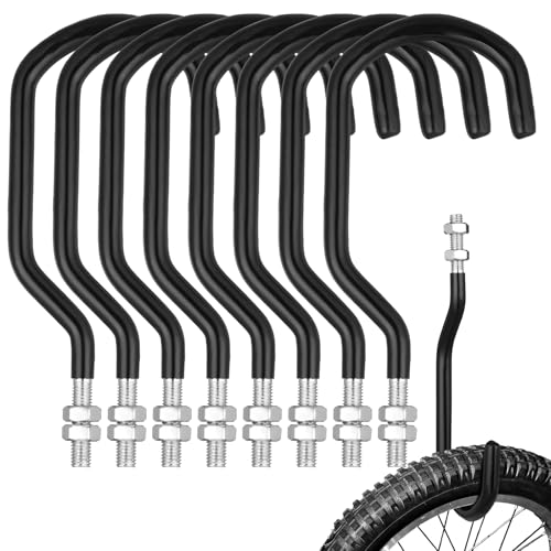 8 Pcs Machine Thread Bicycle Storage Hook (3.15 Inch / Black)