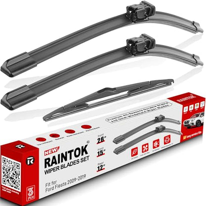 3 Pack Windshield Wiper Blades Replacement for Ford Fiesta 2009 (26"/15"/12")