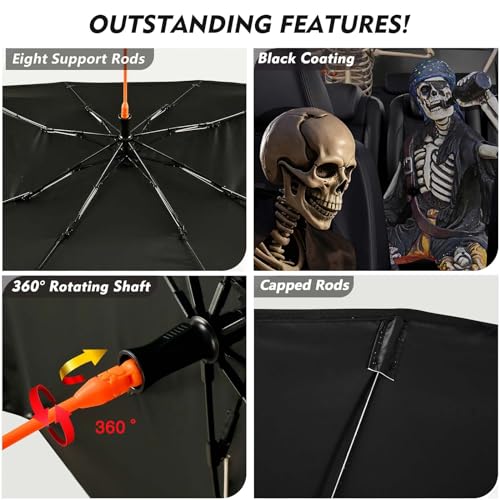 Funny Skull Car Windshield Sun Shade Umbrella Windshield Shade Sunshades Car Cover for Most Vehicles Foldable Front Window Sunshade Cover (One Size / Funny Skull)