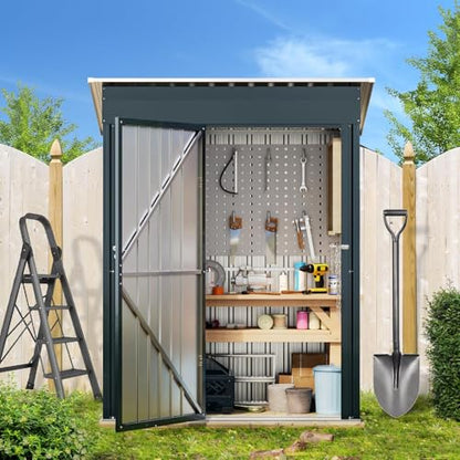 Vertical Outdoor Steel Storage Shed with Floor Frame (5X3FT/Base / NightBlue)