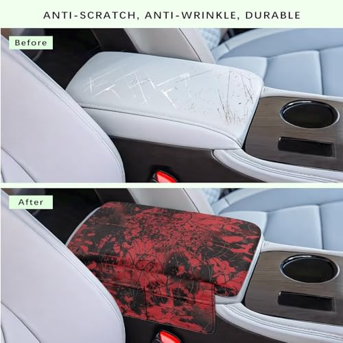 Bloody Print Cobweb Auto Center Console Cover Armrest Seat Box Cover Protector with 4 Storage Bags Middle Console Pad Arm Rest Covering for Car Side Storage Box for Women Men (Bloody Print Cobweb)
