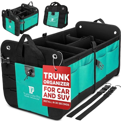 Teal Car Trunk Organizer for SUV & Auto Cargo Storage (Large / Cyan Green)