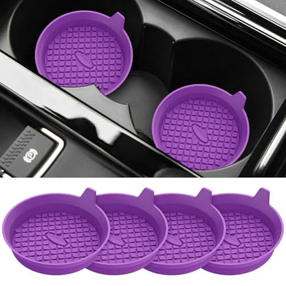 Car Cup Holder Coasters [4 Pack] Silicone Cups Mats (4pack-deep Purple)