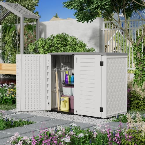 Outdoor Patio Storage Shed (Ivory White-26Cu.ft)