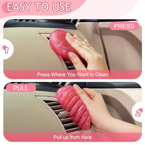 Car Cleaning Gel Car Cleaning Putty Car Putty Car Interior Cleaner Car Slime Car Detailing Kit Car Accessories Gifts for Men Women Stocking Stuffers Pink (Pink)