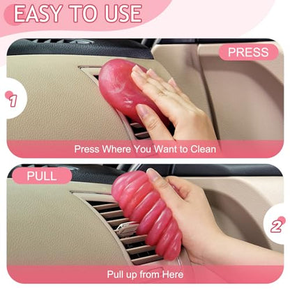 Car Cleaning Gel Car Cleaning Putty Car Putty Car Interior Cleaner Car Slime Car Detailing Kit Car Accessories Gifts for Men Women Stocking Stuffers Pink (Pink)