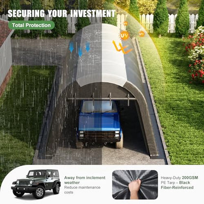 Carport Canopy 12x20 FT Heavy Duty with Translucent Roof (12x20FT)