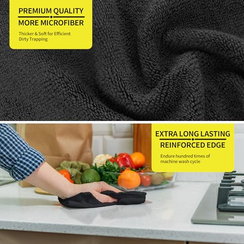 Microfiber Cleaning Cloth (Black / 8 Pack)