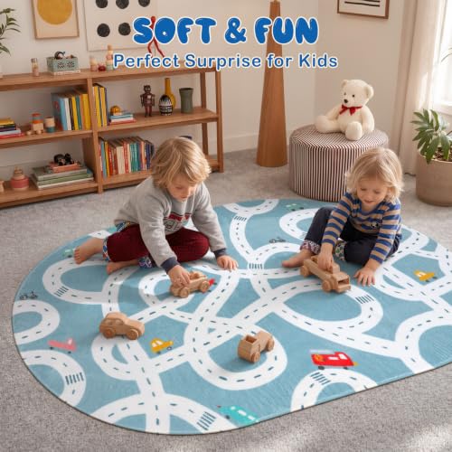 Large Kids Playroom Rug (Blue / 4'x6')