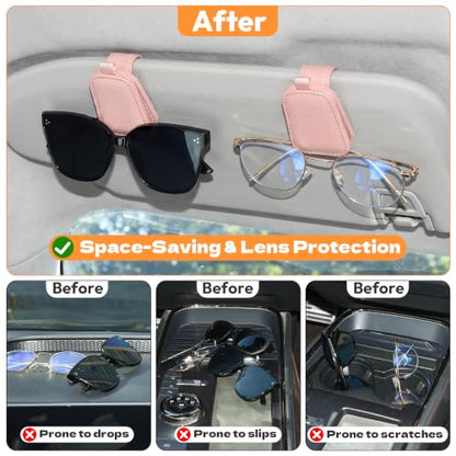 Sunglasses Holder for Car Sun Visor (2 / Pink)
