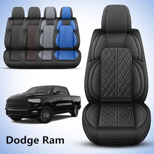 Car Seat Cover Custom Fit for Dodge Ram 1500 2500 3500 2002 (Black / Full Set (Flat Rear))