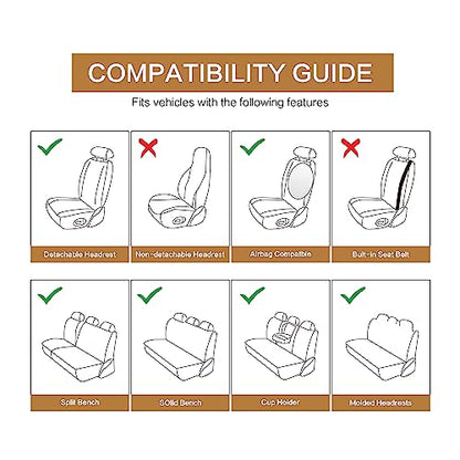 Leather Car Seat Covers Full Set (BEIGE / FULL SET)