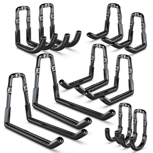 Garage Hooks Heavy Duty 10 Pack Wall Mount Storage Organizer (Black / 10)