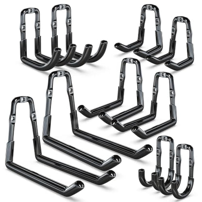 Garage Hooks Heavy Duty 10 Pack Wall Mount Storage Organizer (Black / 10)