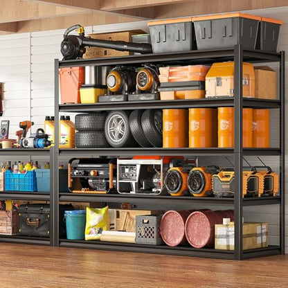 Garage Shelving 48.2" W Storage Shelves 3000LBS Metal Shelving Heavy Duty Adjustable Metal Shelf 5 Tier Pantry Shelves for Basement Warehouse Supermarket 72.2" H x 24.2" D x 48.2" W (72.2"H x 24.2"D x 48.2"W)