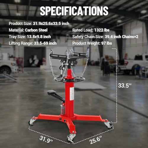 Dual Plunger Hydraulic Transmission Jack 1322lbs Capacity (1322 LBS / Red)