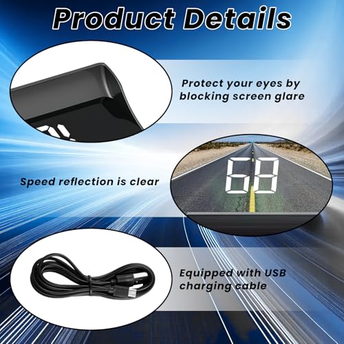 Heads Up Display for Cars (HUD Speedometer (White Display))