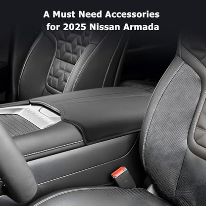 Center Console Cover Compatible with 2025 2026 Nissan Armada Accessories 2025 2026 Armada SV (2025 2026 Armada Thin Black)